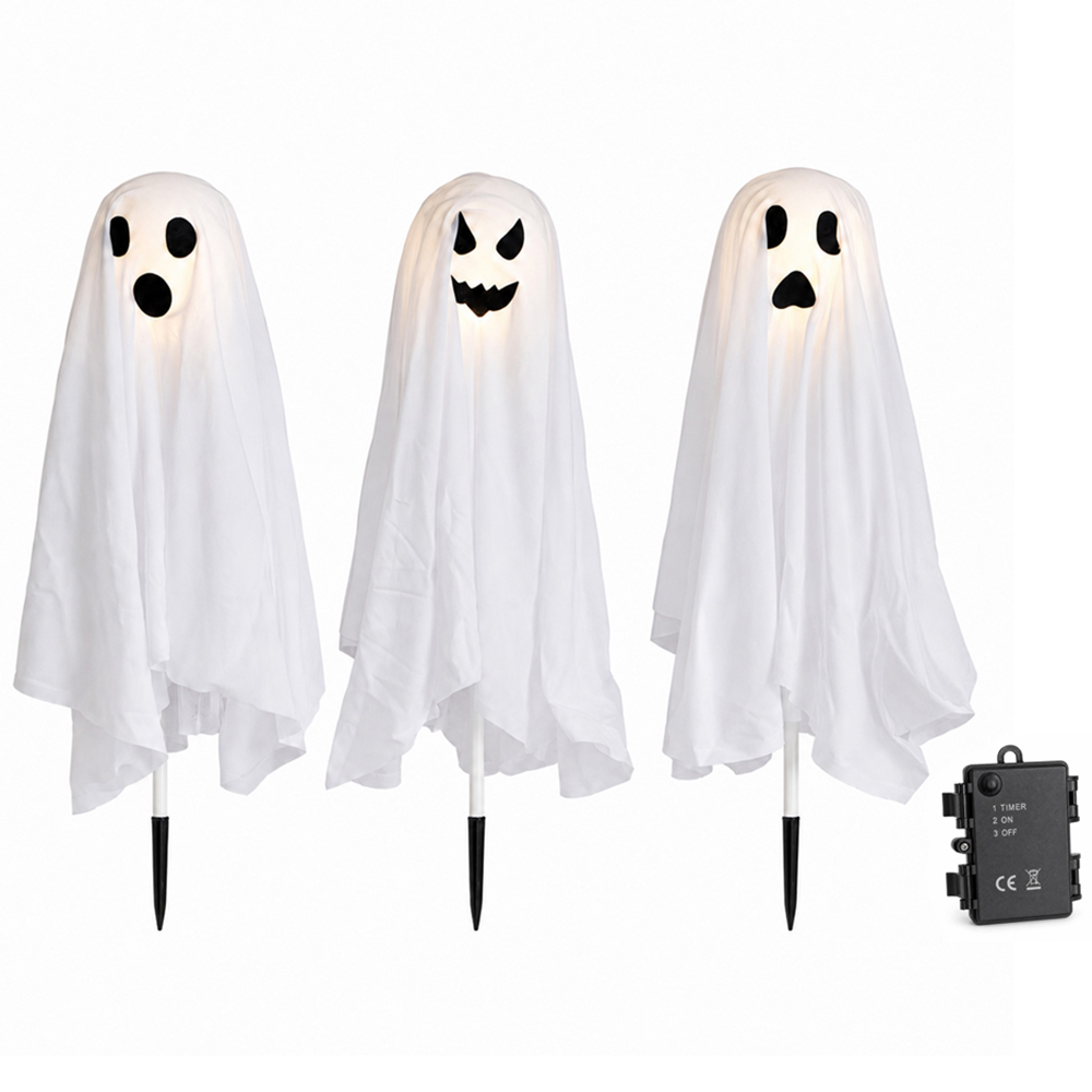 Samuel Alexander LED Ghost Halloween Path Light 51cm 3 Pack Image 1