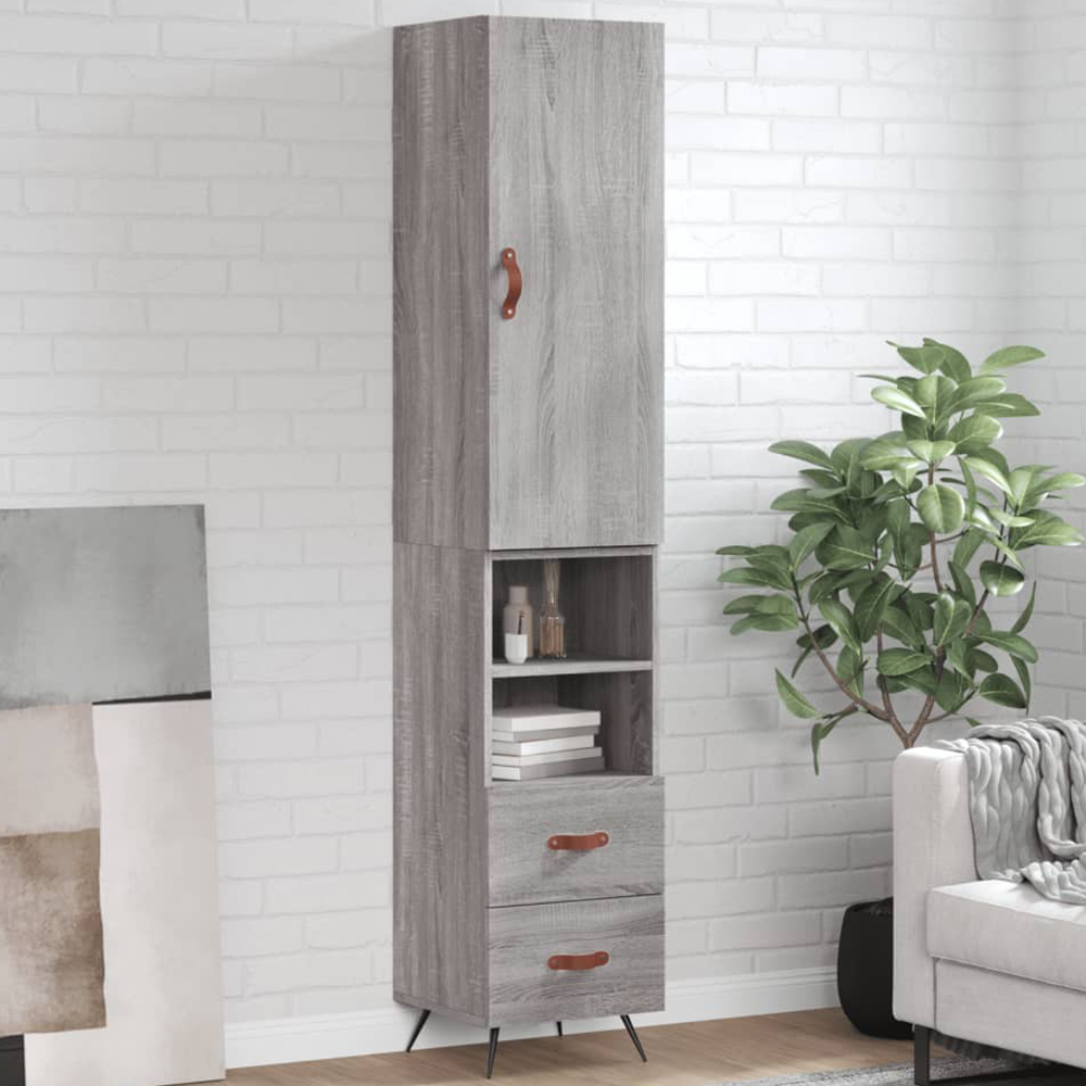vidaXL Single Door 2 Drawer 2 Shelf Grey Sonoma Highboard Image 1