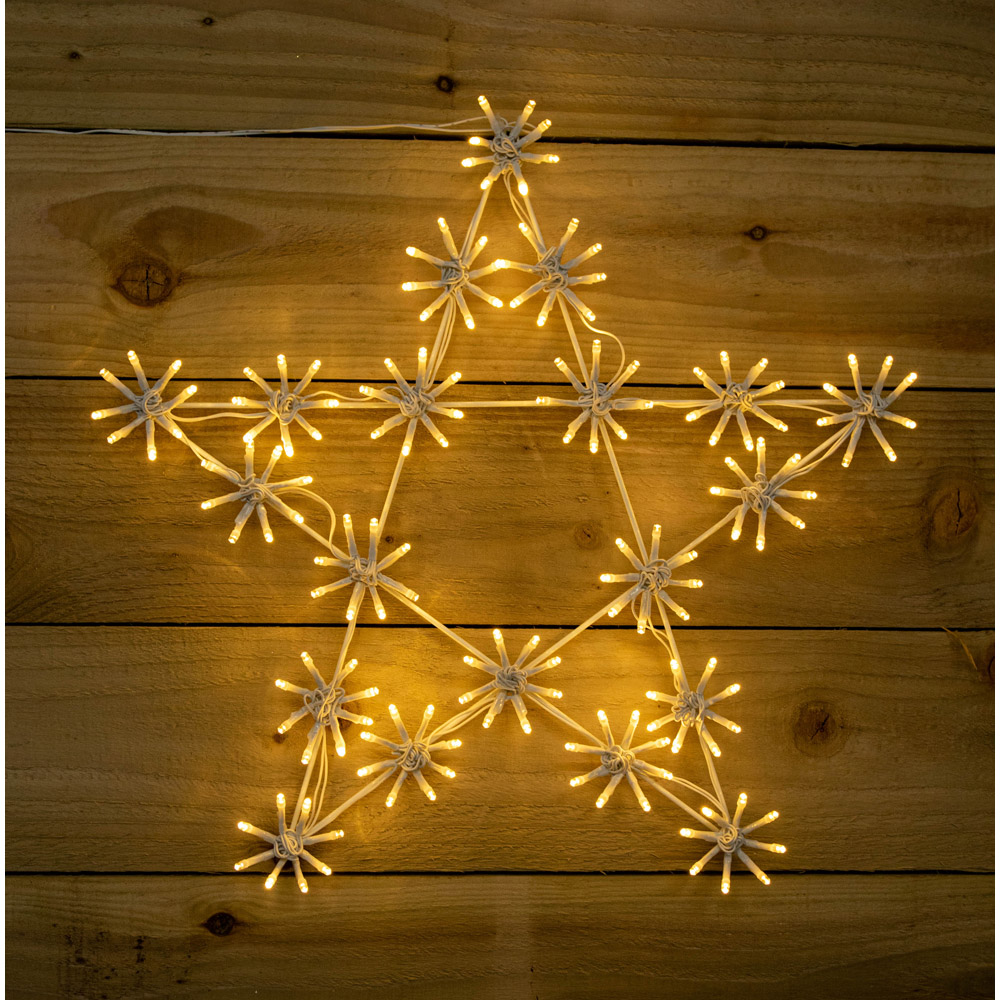 Samuel Alexander Warm White LED White Hanging Sparkle Star Christmas Decoration 50cm Image 3