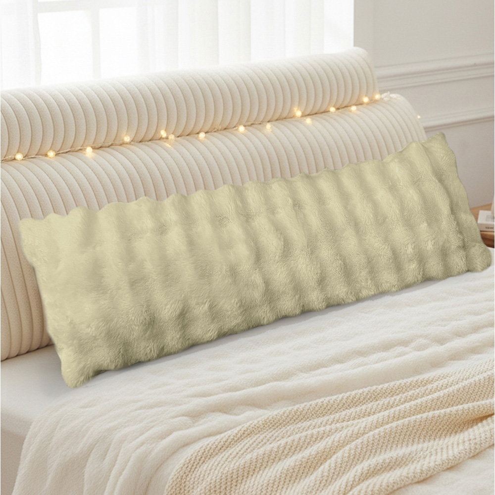 Sweet Dreams Alpine Beige Faux Fur Bolster Pillow 137 x 40cm Image 2