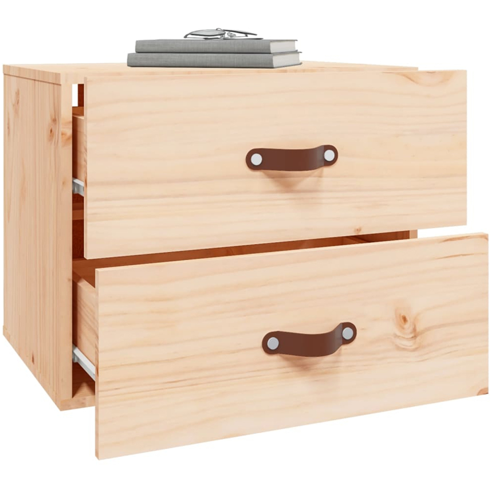 vidaXL 2 Drawer Natural Wall Mounted Bedside Cabinet Image 6