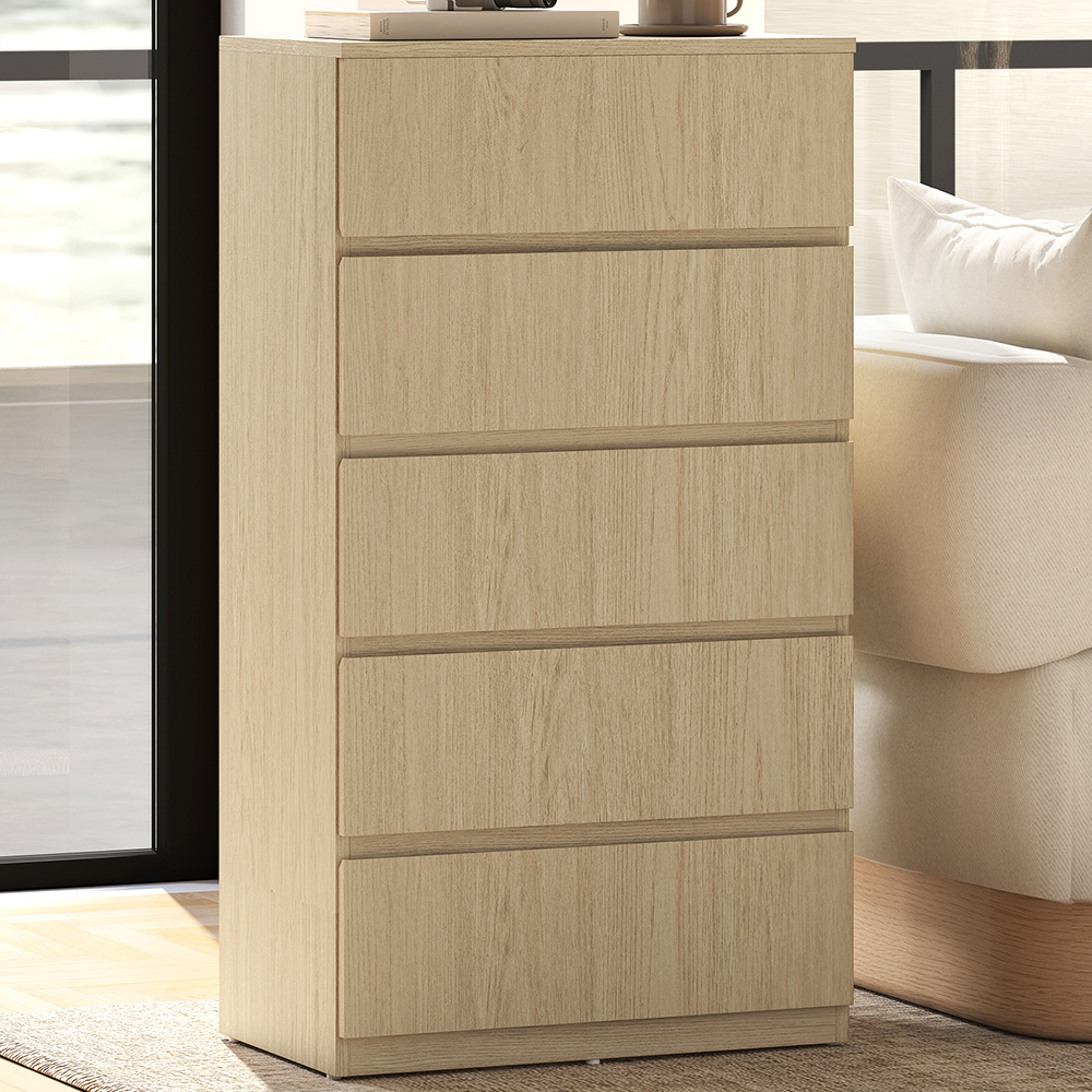 Portland 5 Drawer Natural Chest of Drawers Image 1
