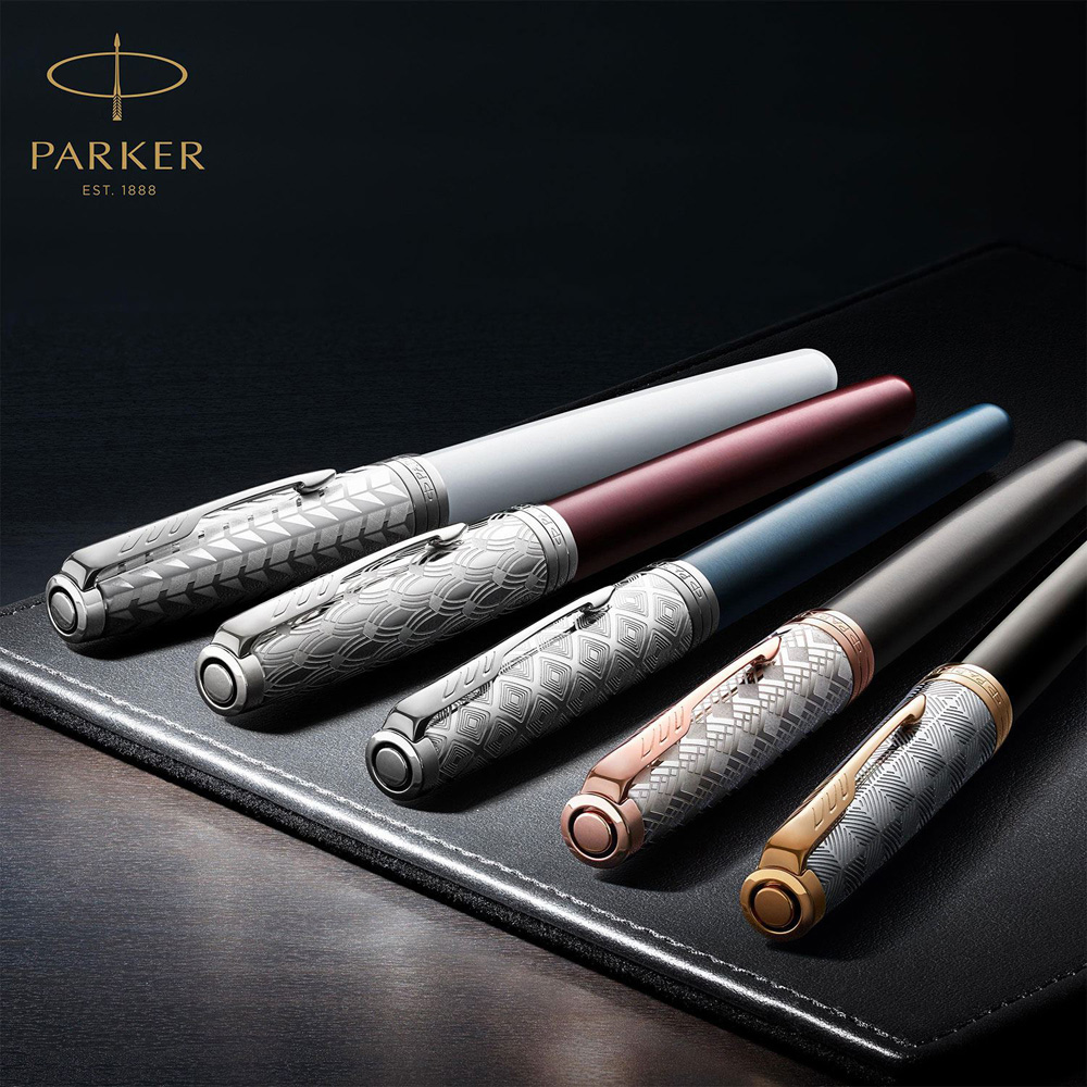 Parker Sonnet Premium Grey 18K Gold Nib Black Ink Fountain Pen Gift Box Image 4