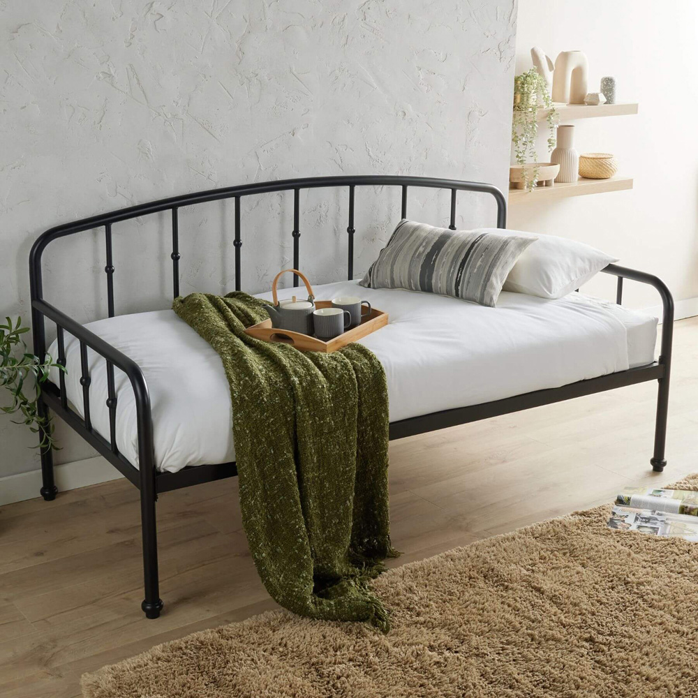 Home Source Athena Single Black Metal Day Bed Image 1