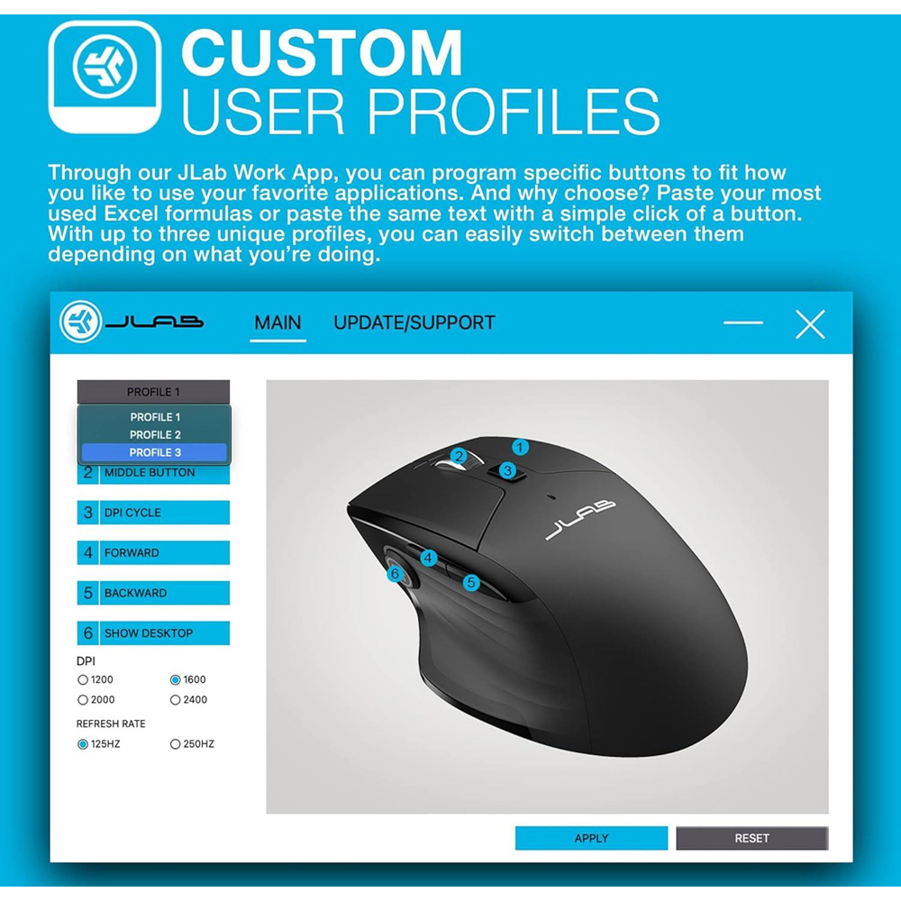 Jlab Wireless Bluetooth Epic Keyboard and Jbuds Mouse Bundle Image 9