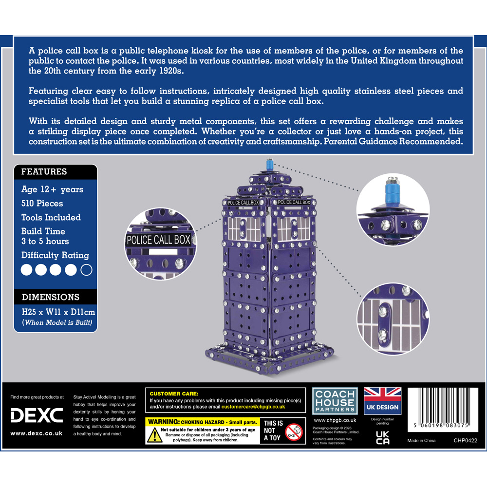 Coach House Police Box Metal Construction Set Image 3