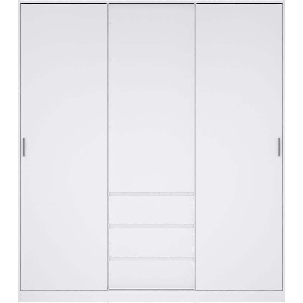 Florence 3 Door 3 Drawer White High Gloss Sliding Wardrobe Image 3