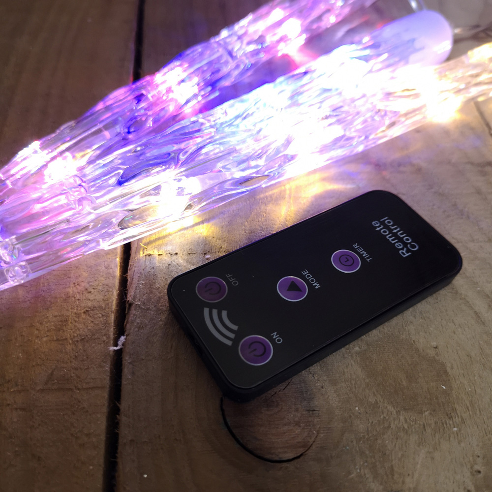 Samuel Alexander 24 Colour Changing LED Remote Controlled Christmas Icicle Light 6.9m Image 4