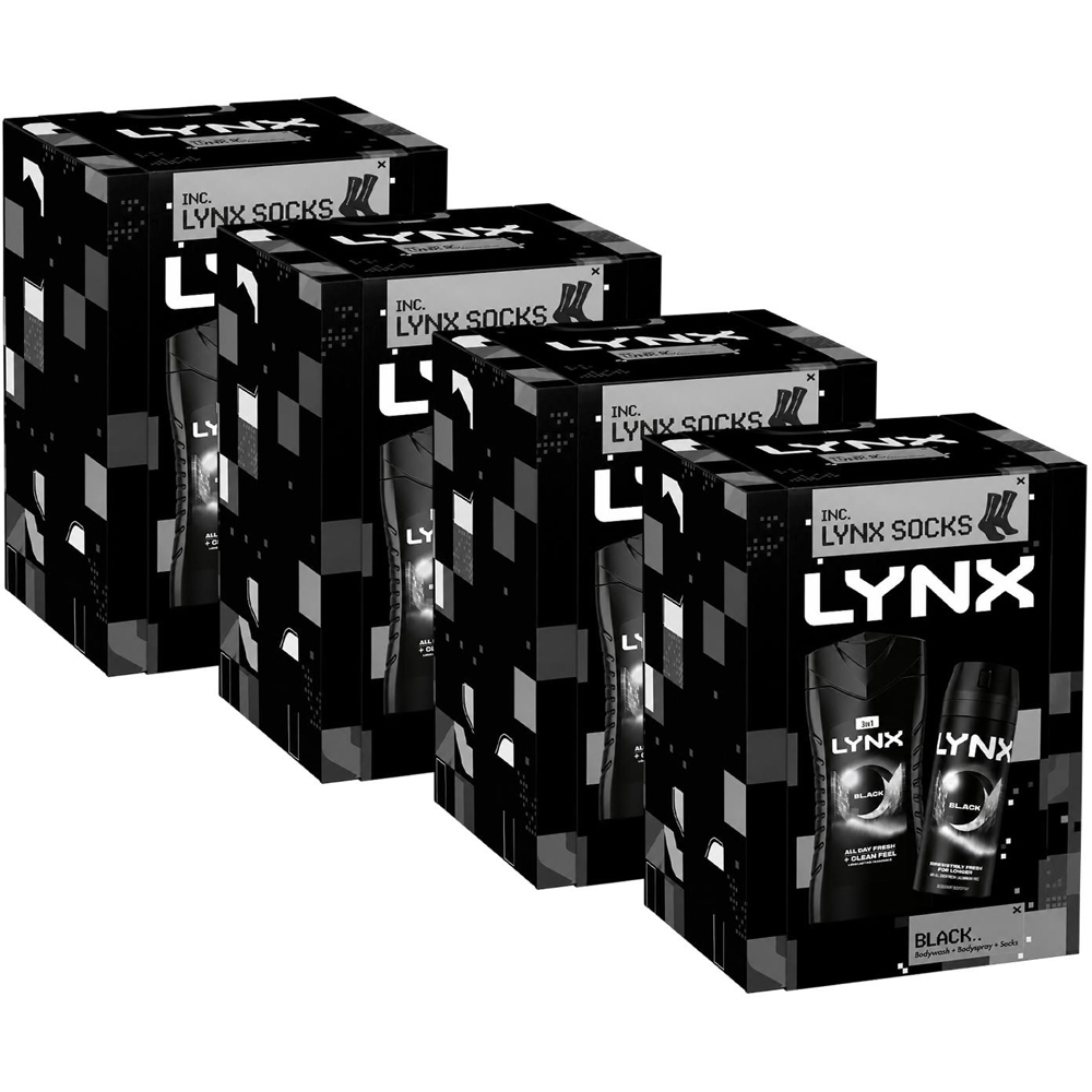 Lynx Black Duo and Socks Gift Set 4 Pack Image 1