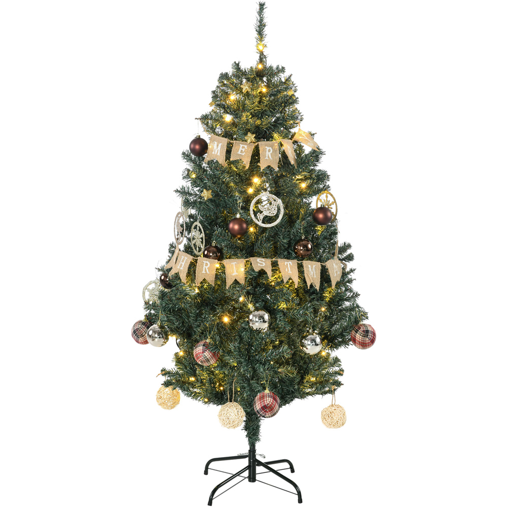 Everglow Warm White LED Pre-Lit Artificial Christmas Trees with Decoration Banner Tag 5ft Image 1