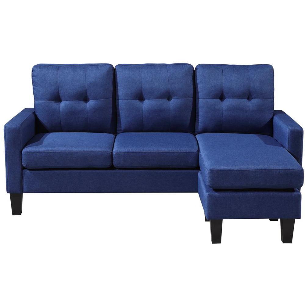 Kosy Koala 3 Seater Blue Ottoman L Shape Reversible Corner Sofa Set Image 7