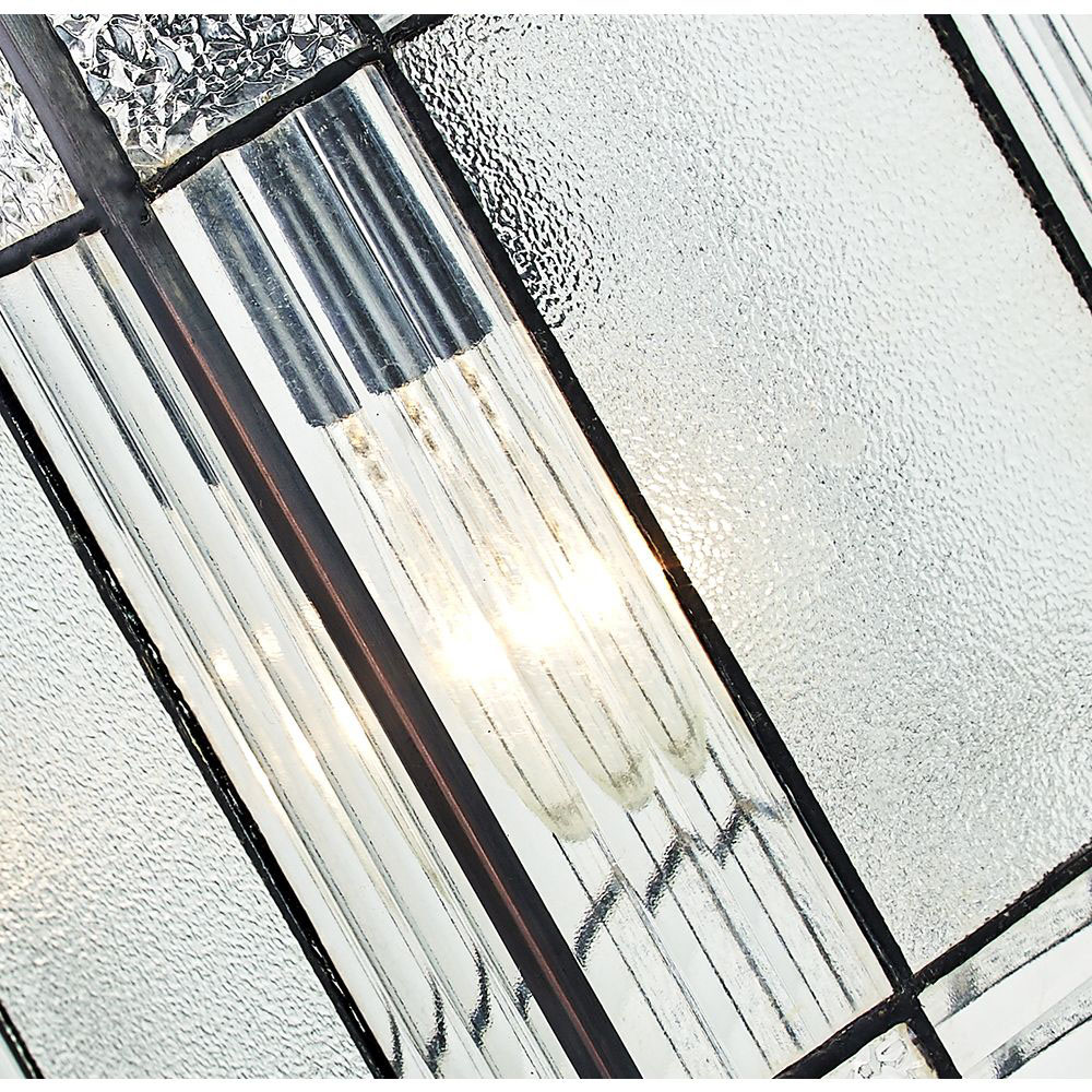 Happy Homewares Clear Glass Tiffany Square and Rectangular Panels Pendant Shade Image 2