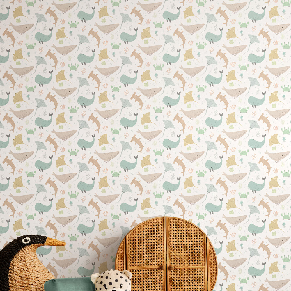 Hoopla Walls Peekaboo Ocean Adventure Honeycomb Wallpaper Image 2