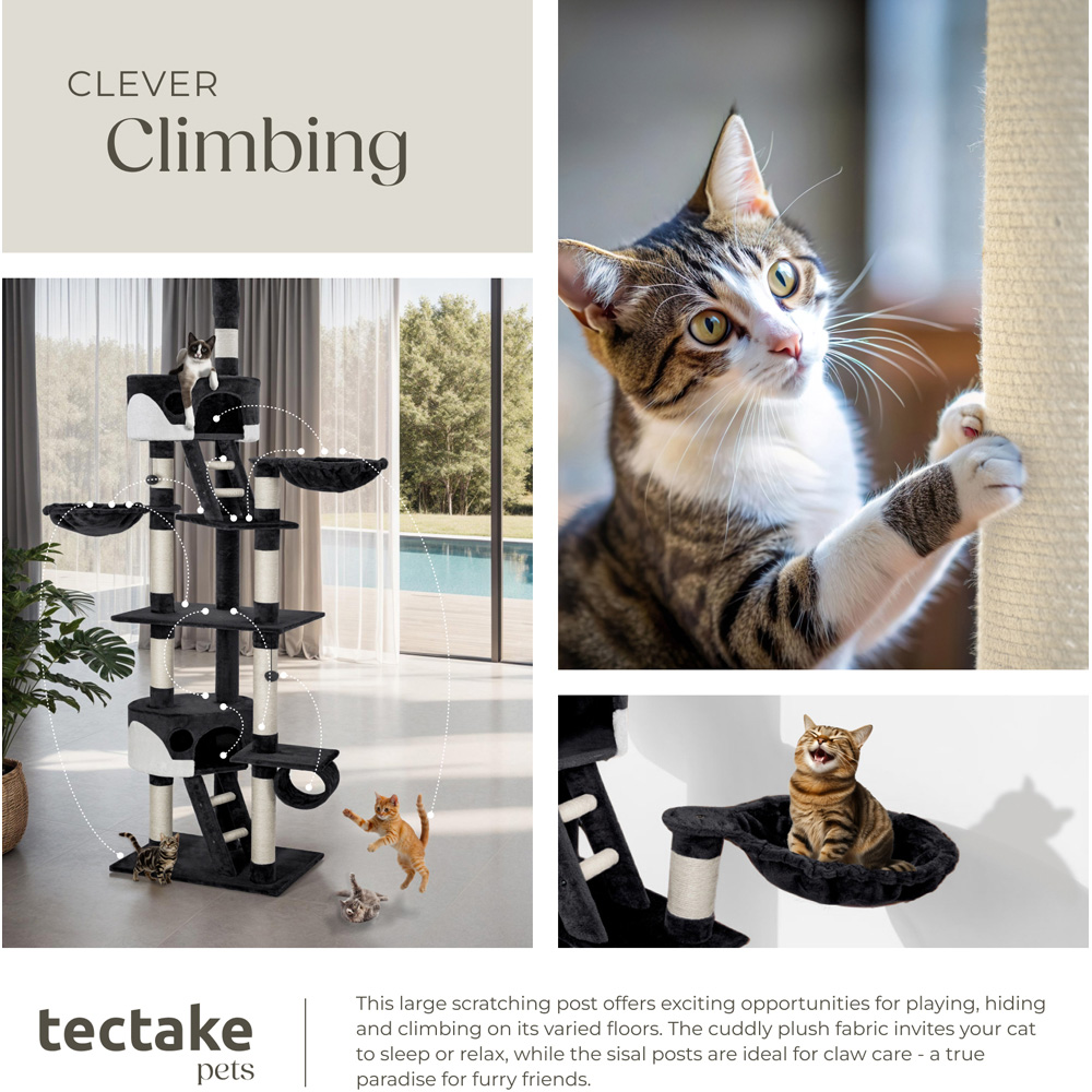 tectake Hansi Black and White Cat Tree with Scratching Posts 260cm Image 7