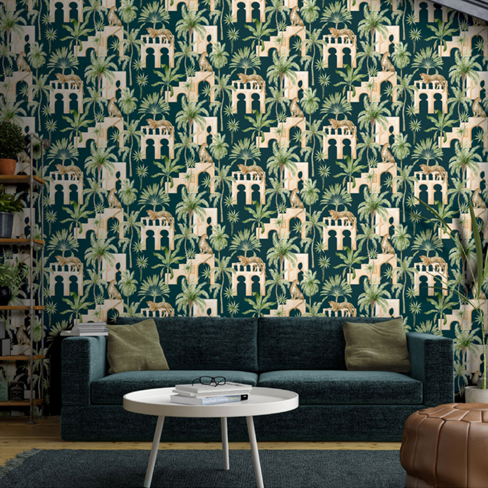 Arthouse Leopard Arches Navy Wallpaper Image 4