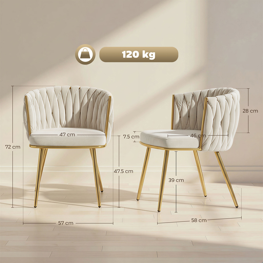 Portland Set of 2 Cream Upholstered Dining Chair  Image 9