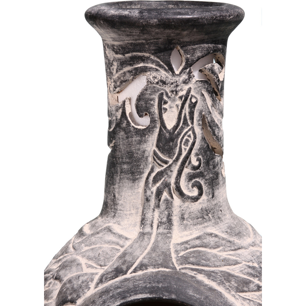 Gardeco Wyre EL Dragon Charcoal Chimenea with Flames Cut Out Stand and Lid Image 3