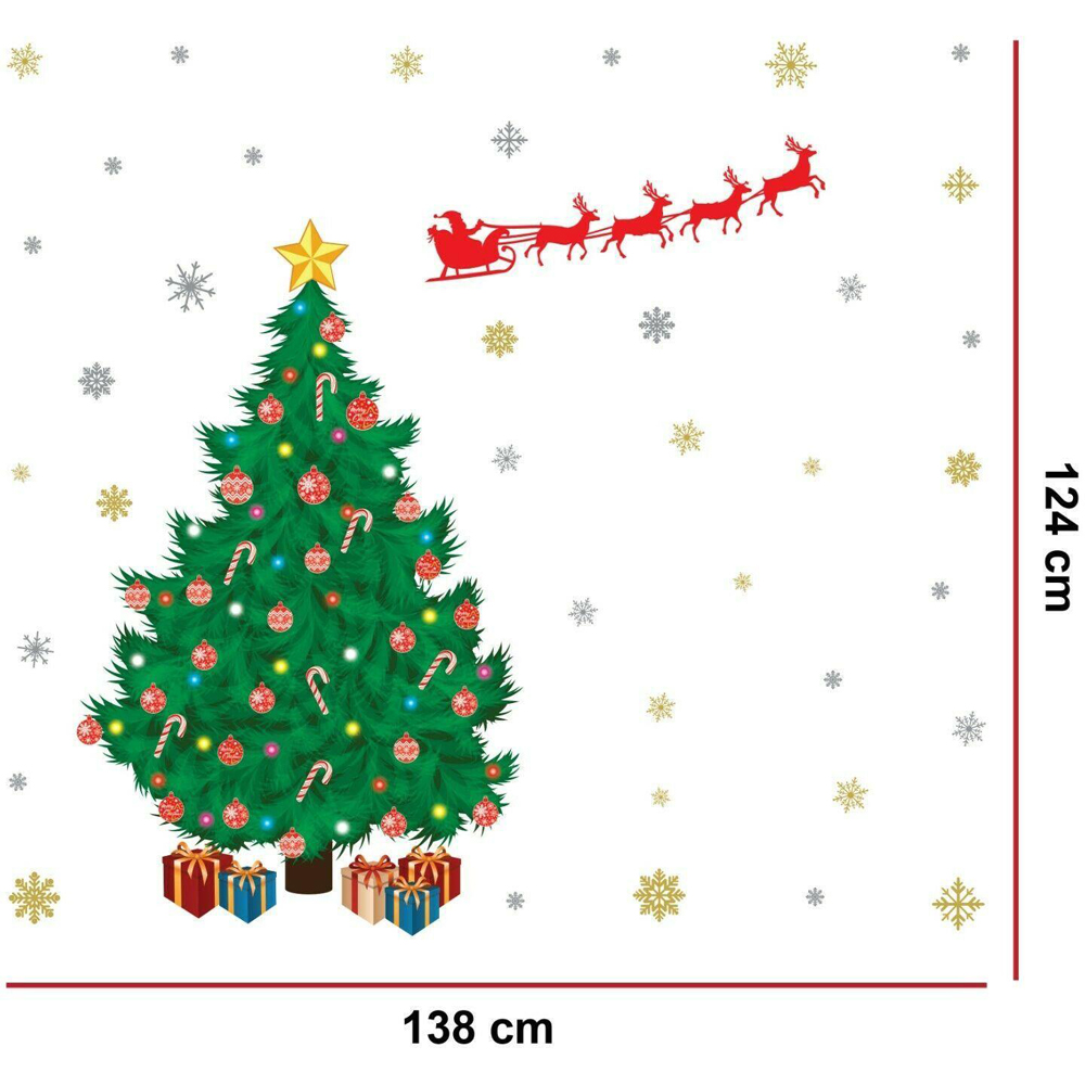 Walplus Christmas Tree with Santa Sleigh Self Adhesive Wall Sticker Image 4