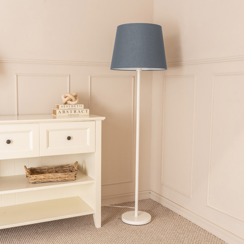 ValueLights Charlie Grey Tapered Shade White Single Stem LED Floor Lamp Image 4