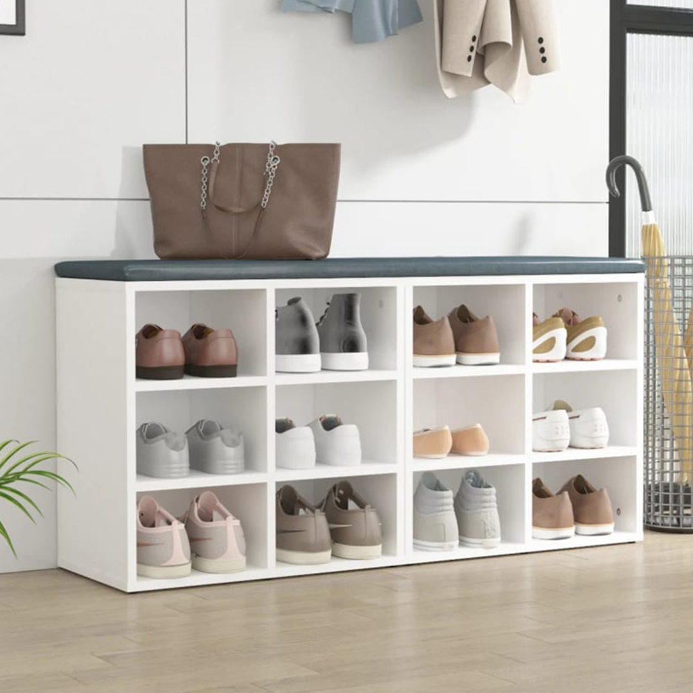 vidaXL 12 Shelf White Shoe Storage Cabinet Set of 2 Image 1