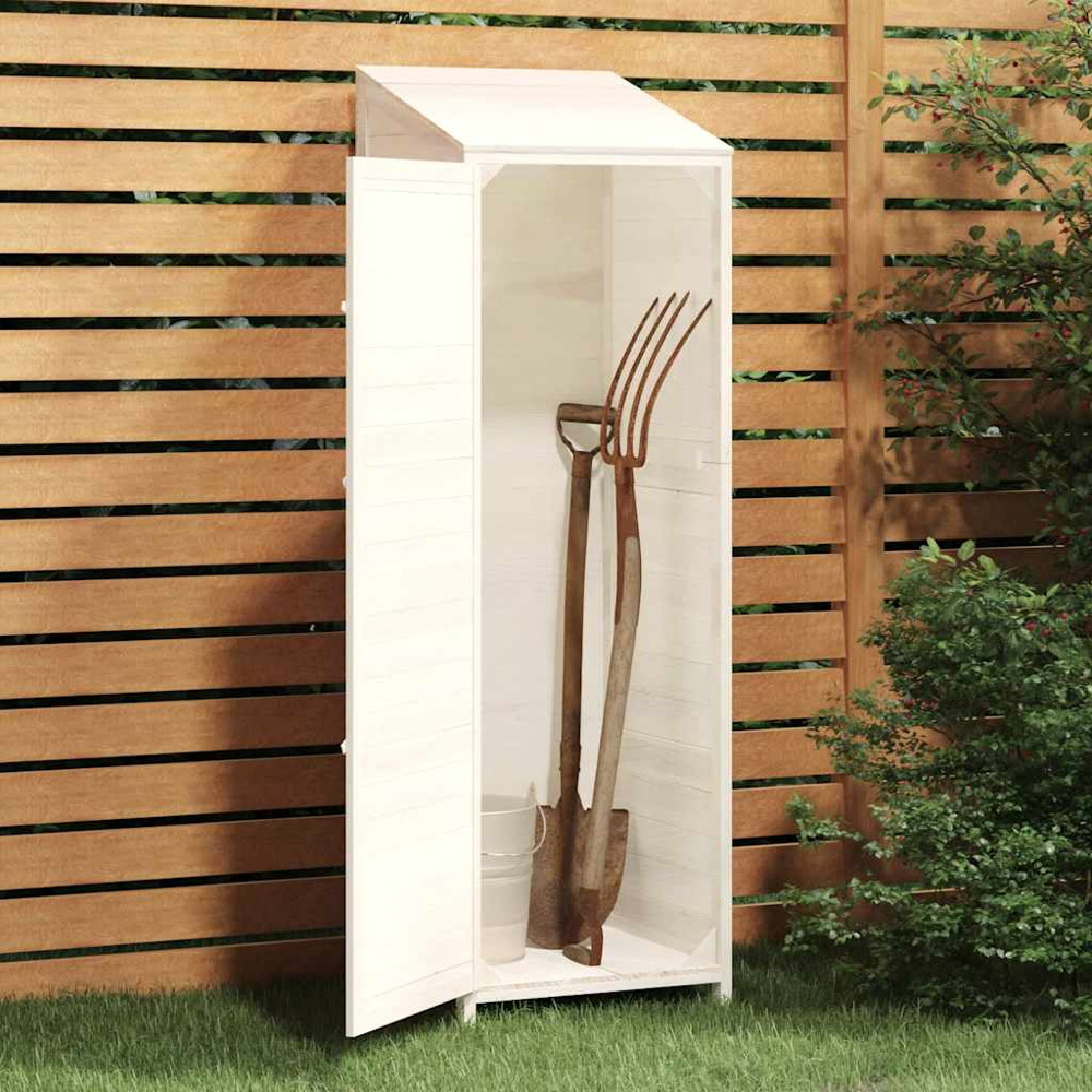 vidaXL 1.8 x 1.7ft White Wooden Pent Garden Shed Image 2