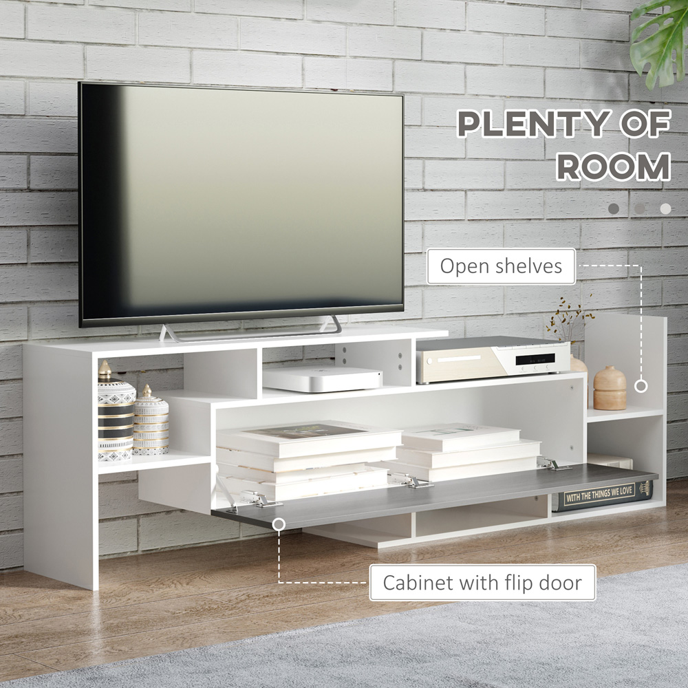 Portland Single Door White and Grey TV Cabinet with Wall Shelf Image 5