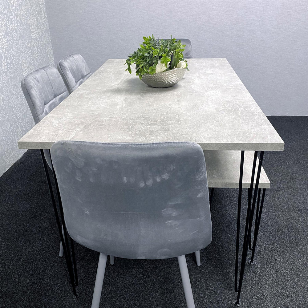 Kosy Koala 6 Seater Grey Velvet Dining Table Set Image 5