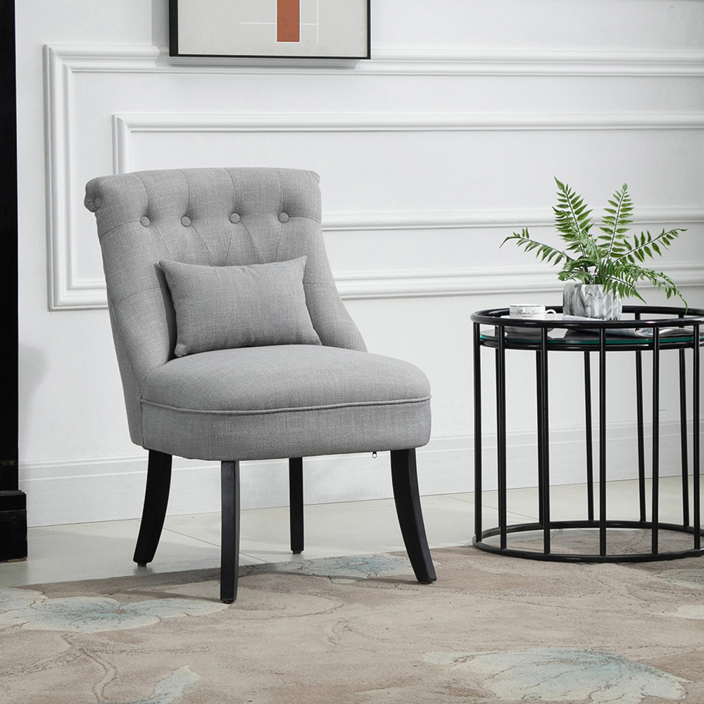 Portland Grey Tufted Dining Chair with Pillow Image 6