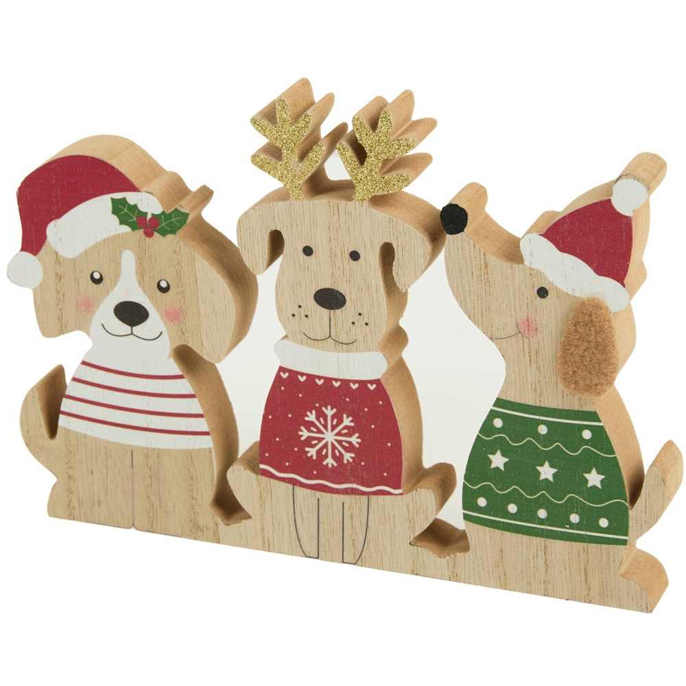 Sitting Dogs Wooden Decoration Image 3