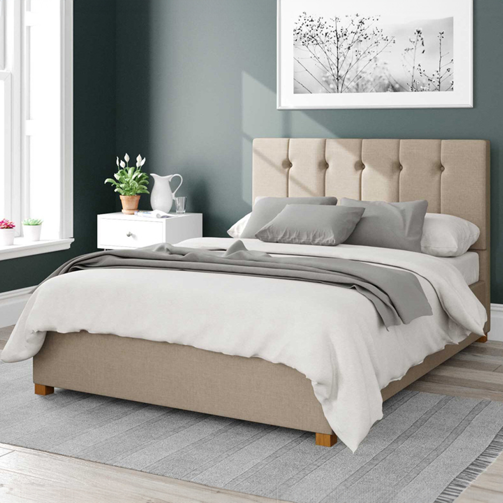 Aspire Hepburn Single Natural Eire Linen Ottoman Bed Image 1