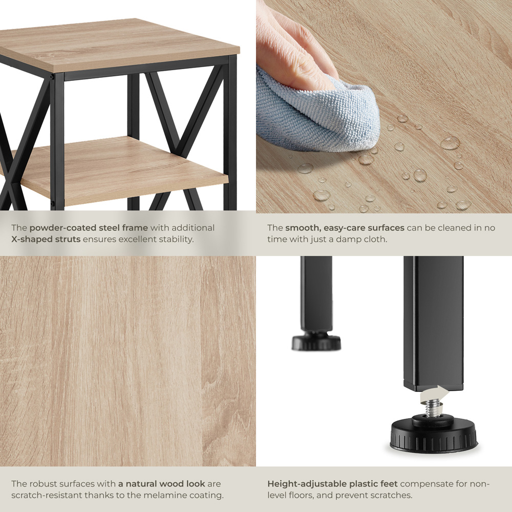 Tectake Nottingham 2 Shelf Sonoma Oak Bedside Table Image 5