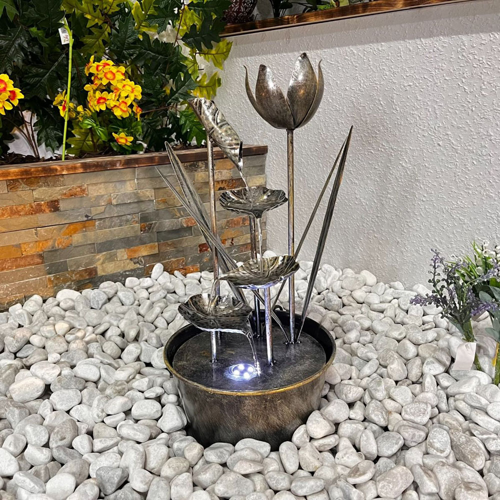 Tranquillity Small Flower Solar Powered LED Water Feature Image 2