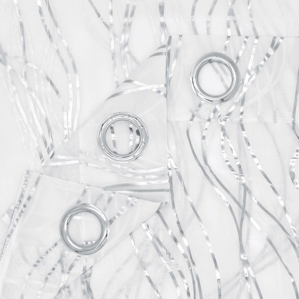 Velosso Silver Swirls Eyelet Voile Panel Curtain150 x 122cm Image 3