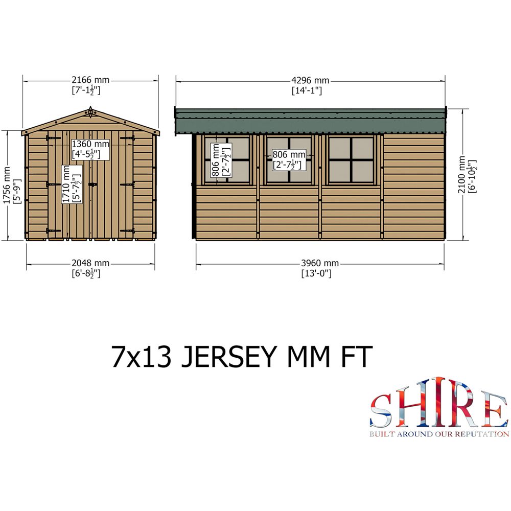 Shire Jersey 7 x 13ft Apex Garden Shed Image 7