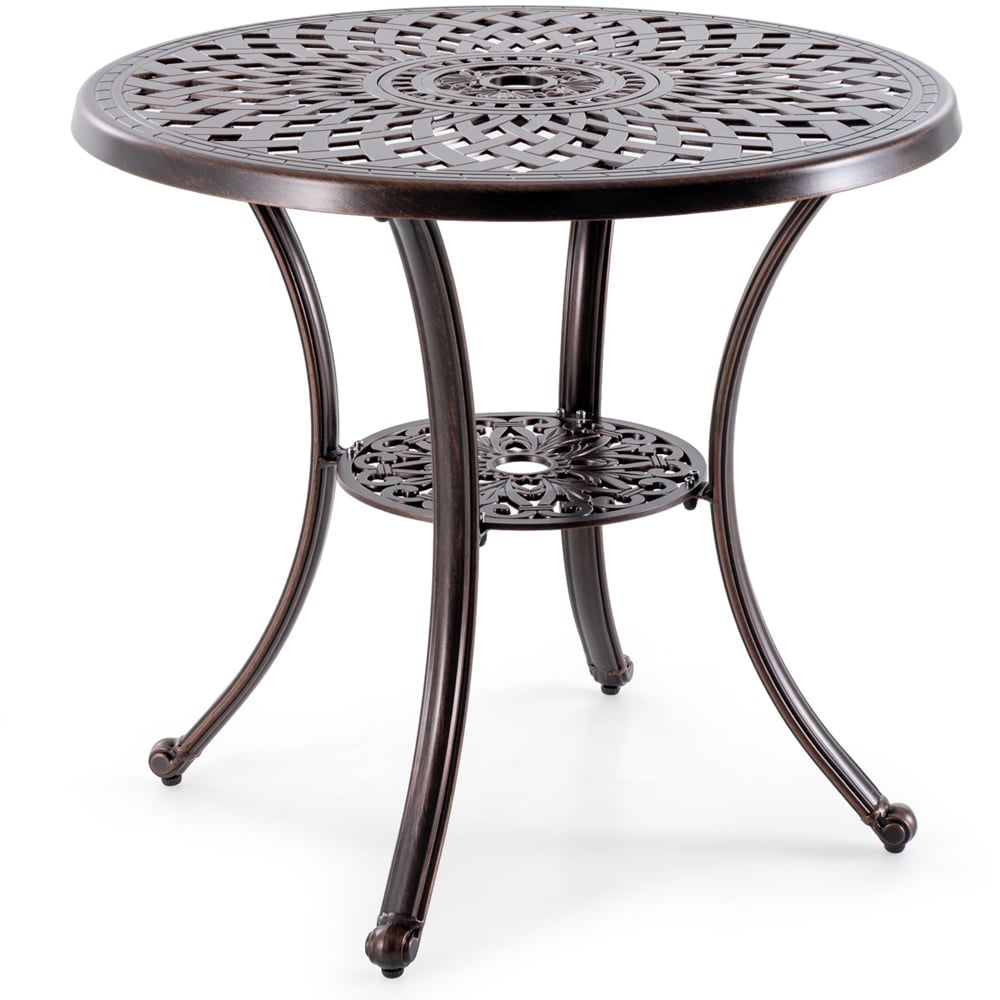 Costway Copper Patio Cast Aluminium Table with Umbrella Hole Image 2