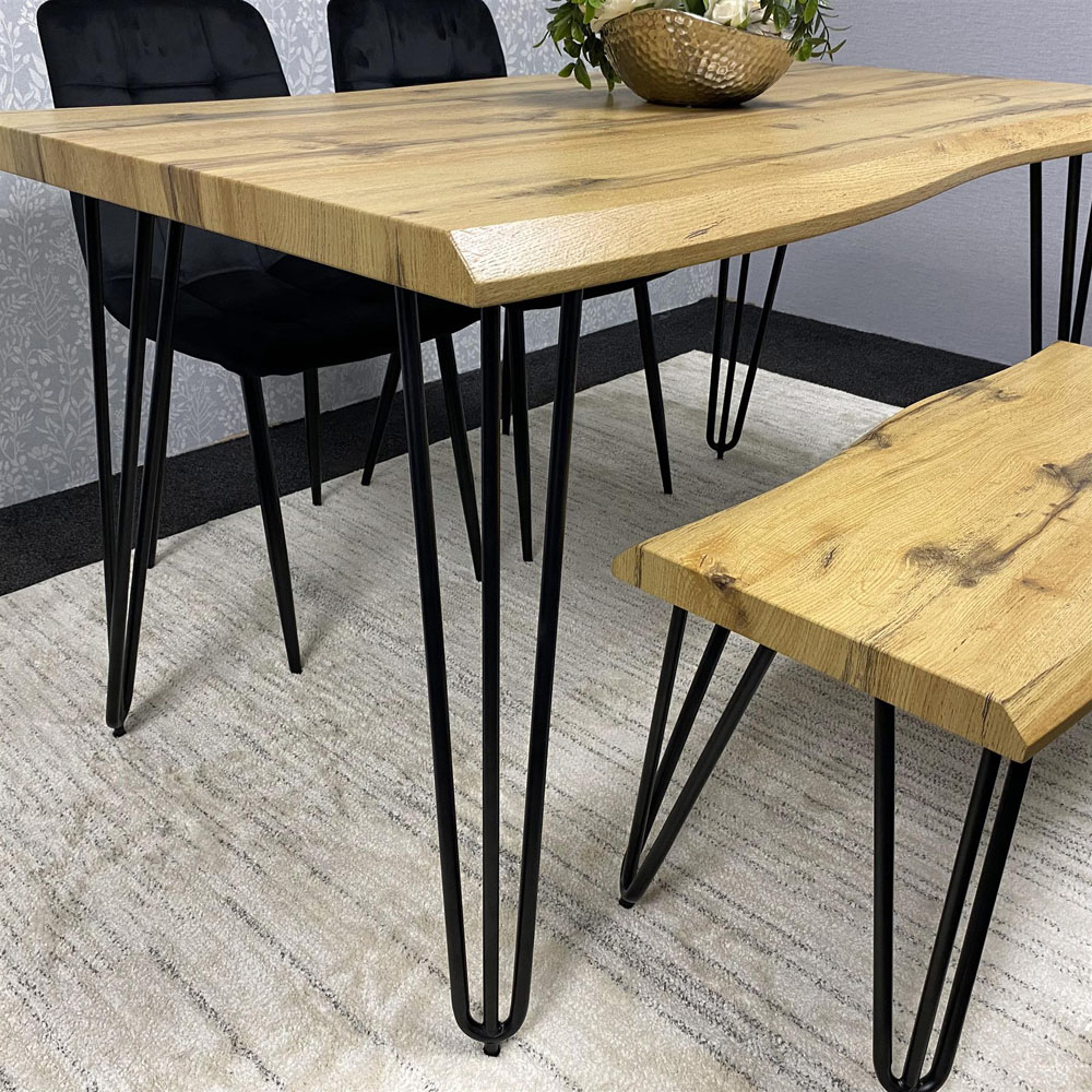 Kosy Koala 4 Seater Velvet Wooden Dining Set with Bench Black Image 5