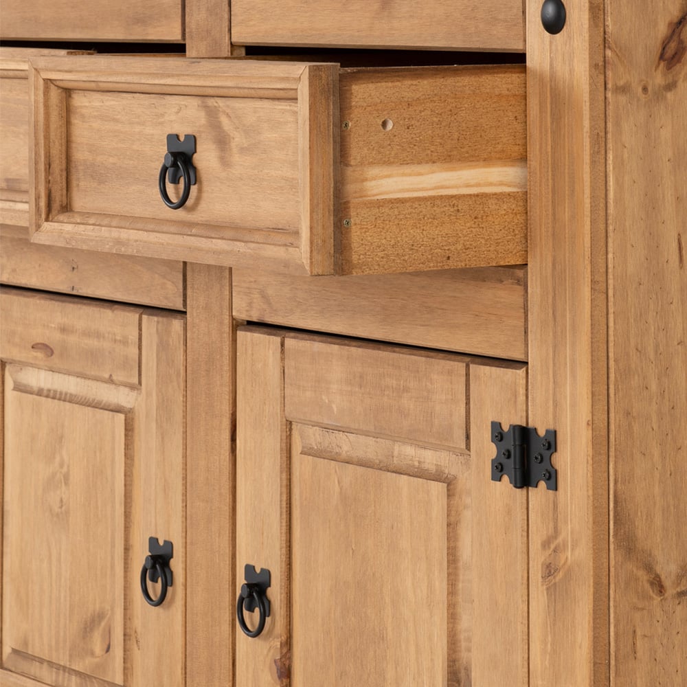 Seconique Corona 2 Door 2 Drawer Distressed Waxed Pine Sideboard Image 5