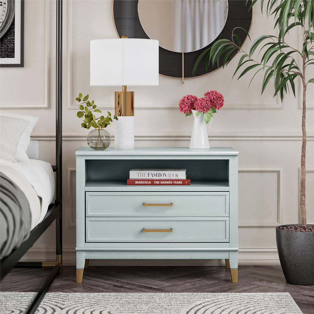Dorel Westerleigh Single Drawer Single Shelf Pale Green Wide Nightstand Image 7