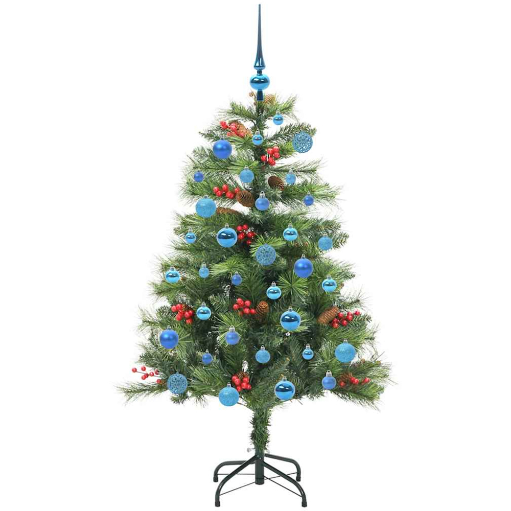 vidaXL 150 LED Pre-Lit Blue Baubles Green Artificial Christmas Tree 5ft Image 4