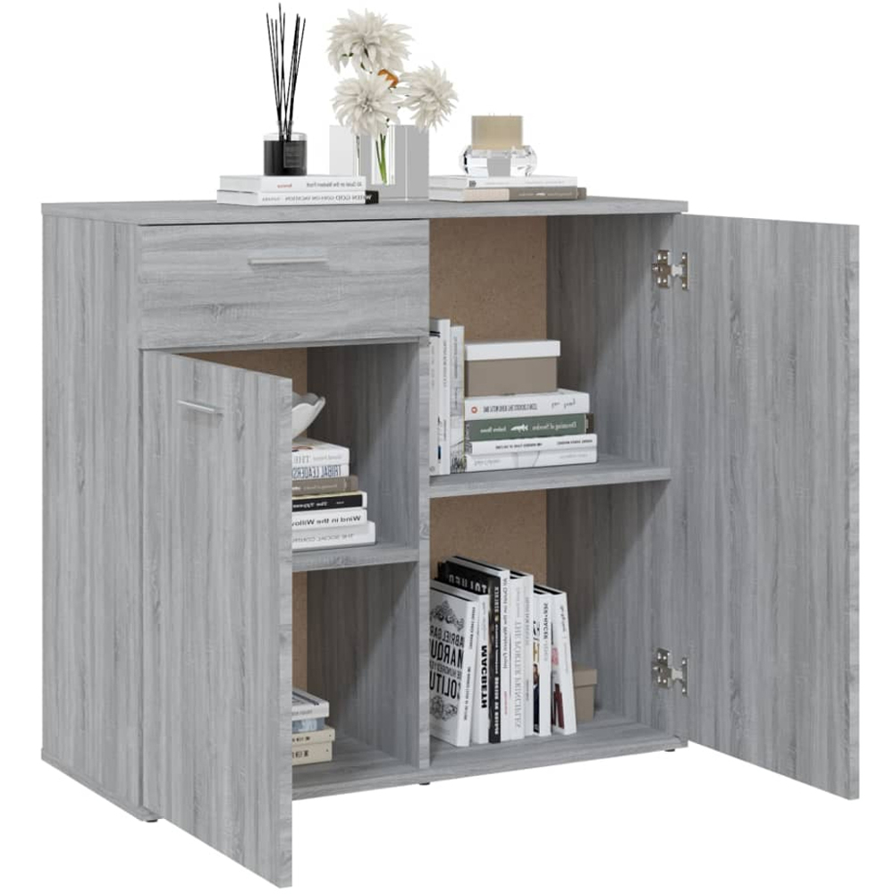 vidaXL 2 Door Single Drawer Grey Sonoma Wooden Sideboard Image 3