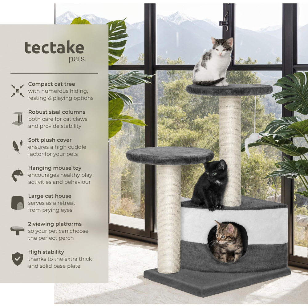tectake Tommy Grey and White Cat Tree 71cm Image 6
