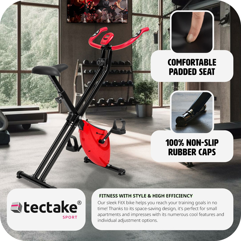 tectake Foldable Exercise Bike with Training Computer and Heart Rate Monitor Image 2