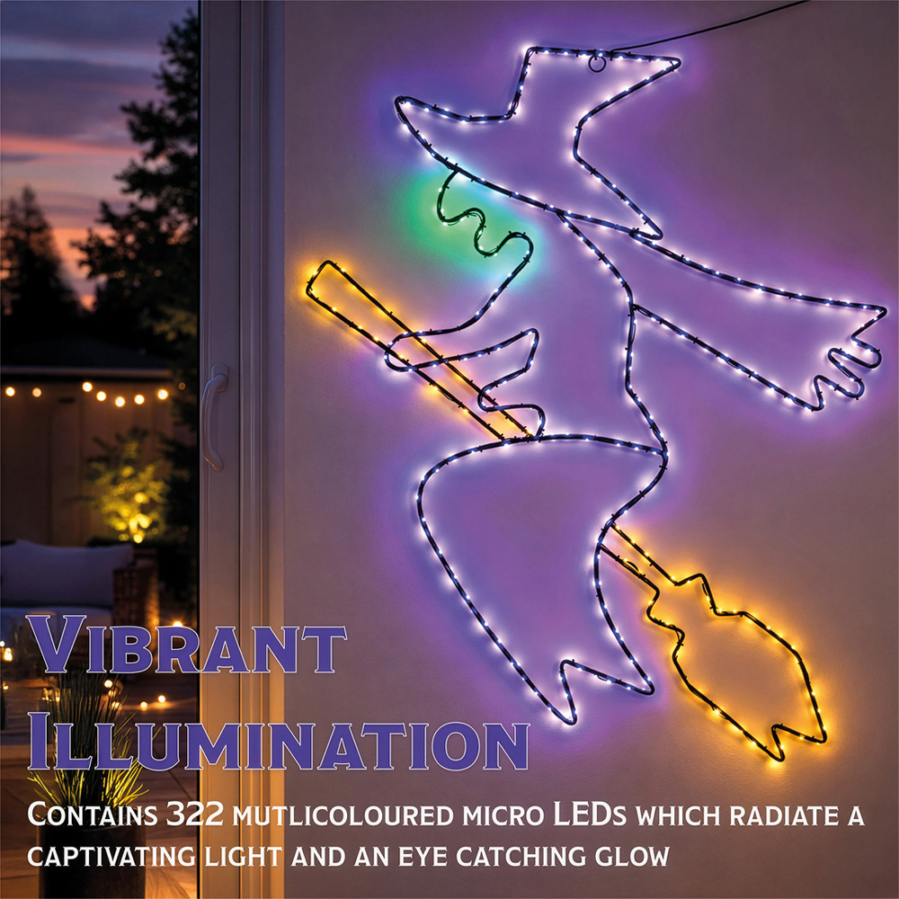 FXLab 322 Multicolour LED Metal Silhouette Witch 88 x 87cm Image 5
