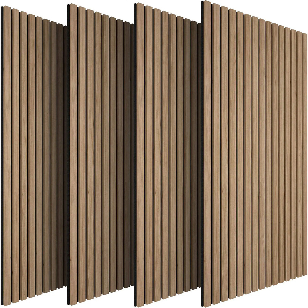tectake Light Oak Wood Effect Acoustic Wall Panel 4 Pack Image 2