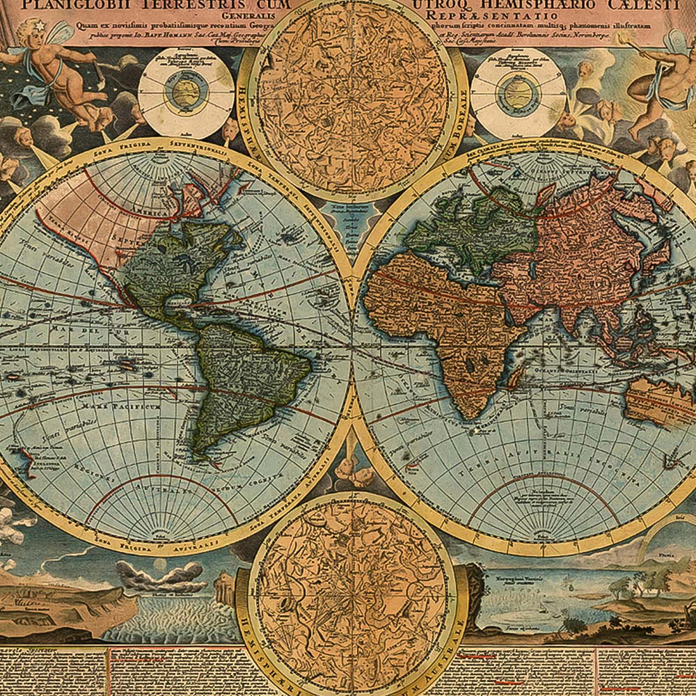 Origin Murals Vintage Map Multicolour Wall Mural Image 2