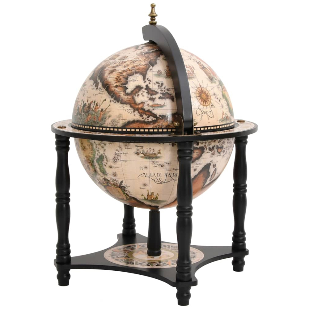 vidaXL Black Antique Style Globe Bar Wine Stand Image 4