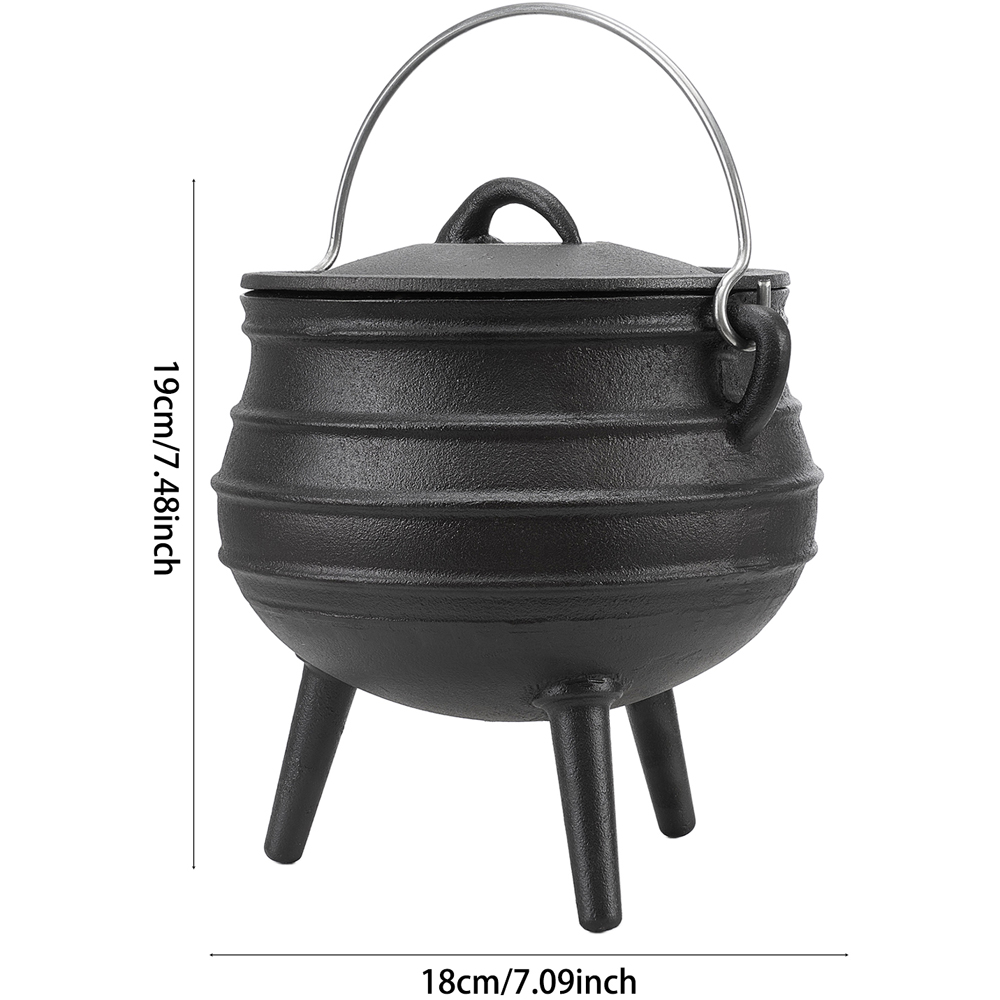 Living and Home 2L Black Cast Iron Cauldron with Lid Image 8