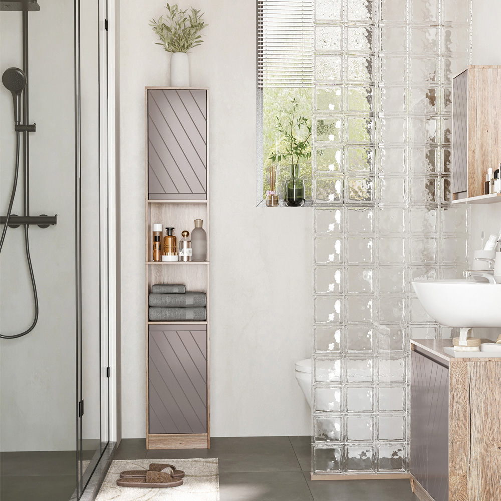 HOMCOM 2 Door S Shelf Bathroom Floor Cabinet Image 3