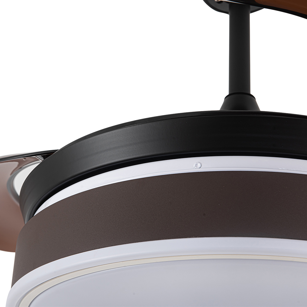 Living and Home Brown Round Ceiling Fan with Light and Remote Image 4