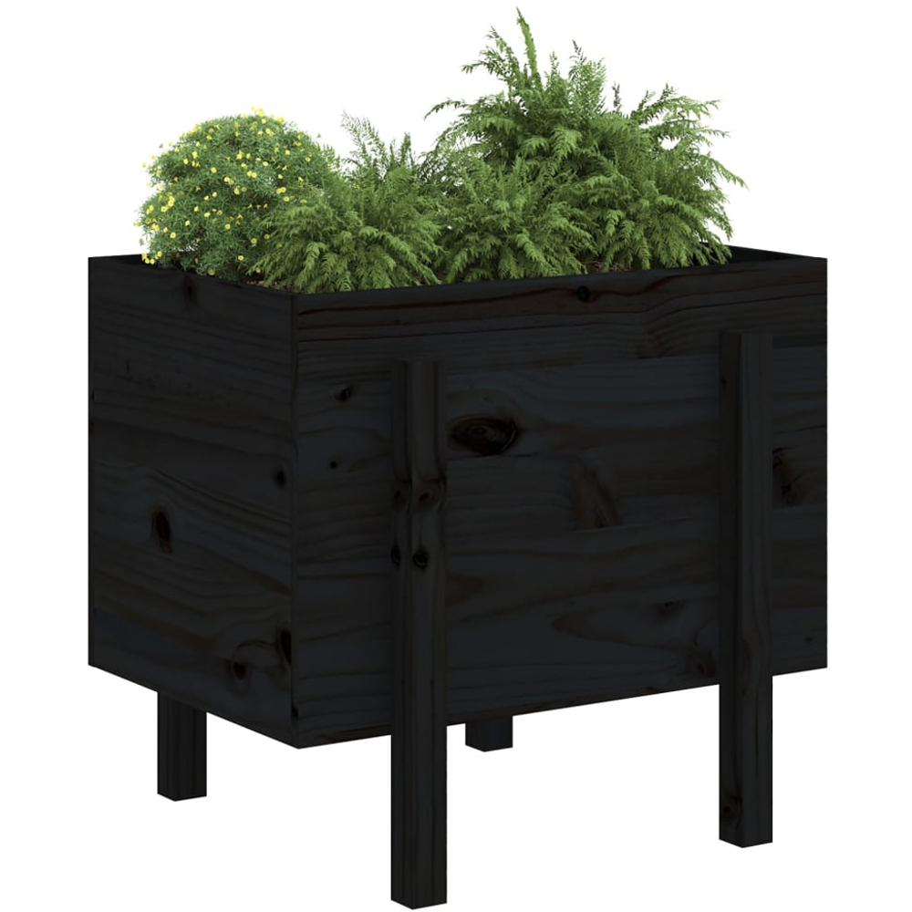 vidaXL Black Pine Wood Garden Planter 57 x 50 x 62cm Image 2
